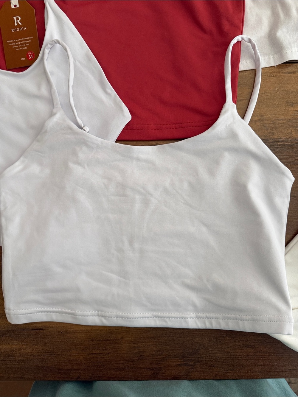 6 cropped Assorted Women’s Tank Tops — White, Red, Teal - Picture 4 of 13